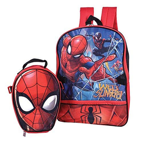 Marvel Spiderman Backpack Combo Set - Marvels Spiderman 2 Piece Backpack School Set (Red/Blue)
