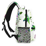 Casual Backpack,Hummingbird Swirled Leaves With Blossomi,Business Daypack Schoolbag For Men Women Teen