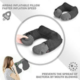 Kmall Inflatable Travel Neck Pillow for Airplane Travel Best Neck Support Sleep Travel Pillow with Super Comfort Pillow Case, Gray