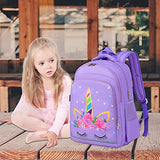 Girls Backpack for School Kids Backpack Preschool Kindergarten Elementary Bookbag (Unicorn Purple)