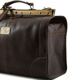 Tuscany Leather - Madrid - Gladstone Leather Bag - Small Size Dark Brown - Tl1023/5