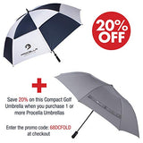 Procella Compact Golf Umbrella 52 Inch Large Auto Open, Windproof Waterproof, Strong Sturdy