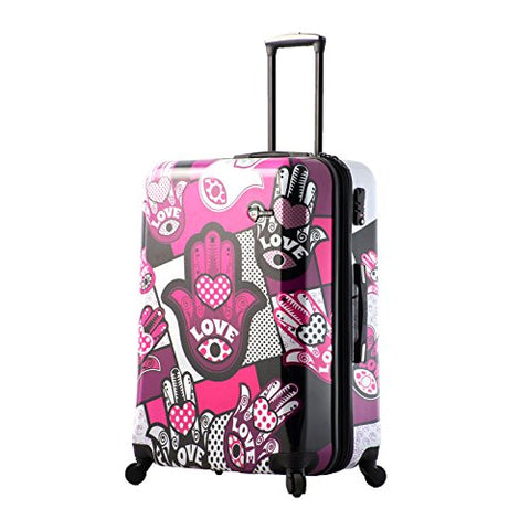 Mia Toro Italy Hamsa Love Monochrome Hard Side 28 Inch Spinner, Pink