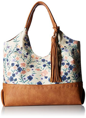 Bueno of California Bueno Canvas Tassel Tote, blush/lilac flower