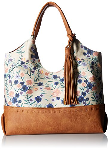 Bueno of California Bueno Canvas Tassel Tote, blush/lilac flower