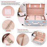 Unitravel Vintage Suitcase Retro PU Trunk Rolling Spinner Lightweight Luggage