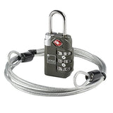 Lewis N. Clark Tsa-Approved 3-Dial Combination Lock With 48In Steel Cable, Grey, One Size