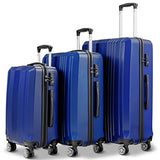 GHP 20" 24" 28" Navy Blue ABS Hard Shell Travel Suitcase Trolleys with TSA Lock
