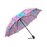 InterestPrint Funny Unicorns,Donuts Rainbow Windproof Auto Open And Close Foldable Umbrella,