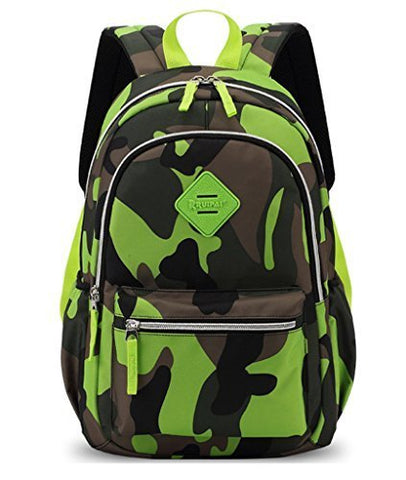 Fanci Flora Camo Waterproof Primary School Backpack Bookbag for Boys Girls Teens Camouflage
