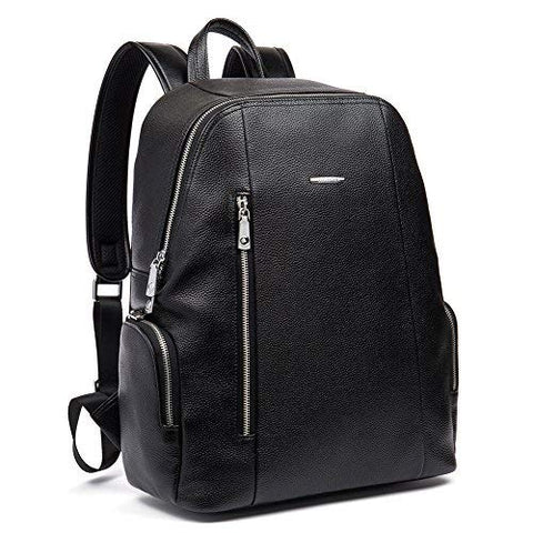 BOSTANTEN Leather Backpack School Laptop Travel Camping Shoulder Bag Gym Sports Bags for Men Black