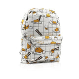 Finex Gudetama Lazy Egg Yolk White Canvas Popular Cute Costume Cartoon Casual Backpack with 15 inch Laptop Storage Compartment for College Student Daypack Travel Bag