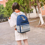 School Backpack for Girls,Hey Yoo Printed Canvas Casual Bookbag Backpack for Girls School (blue)
