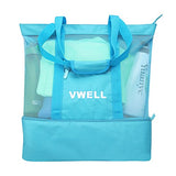 Mesh Beach Bag Insulated Picnic Cooler Beach Tote Bag With Zipper Top By Vwell