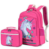 Girls Backpack for Kids School Bookbags Unicorn Preschool Backpack with Lunch Box for Kindergarten Students