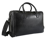 Polare Men'S Real Soft Napa Leather 17.3'' Briefcase Laptop Business Bag Black