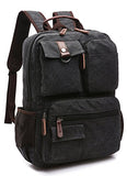 Berchirly Men's Vintage Canvas School Backpack Laptop Bookbag Black