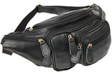 Polare Men'S Natural Leather Fanny Pack Waist Bag Black Large