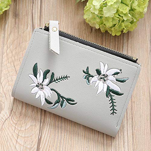 1PC Wallet Women Coin Bag PU Leather Simple Bifold Small Handbag Purse (Color - Gray)