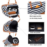 Womens Travel Weekend Bag Canvas Overnight Carry on Shoulder Duffel Beach Tote Bag (Blue stripe with shoe compartment)