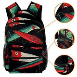 LORVIES Japanese Style Fishing Lures Pattern Casual Backpack School Bag Travel Daypack
