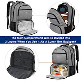 Lunch Backpack, Insulated Cooler Backpack for Men Women, 17 Inch Laptop Backapck with USB Charging Port Leakproof Lunch Cooler Backpack for Lunch Picnic Hiking Camping Beach Trip, Grey