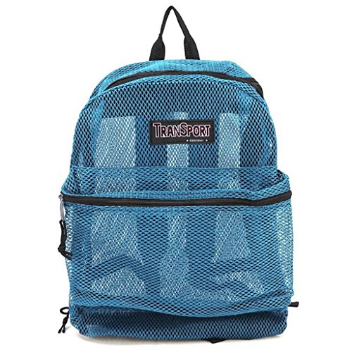 17" Transport See Through Mesh Backpack/ Travel/ Hiking/ Book School Bag (Sky Blue)