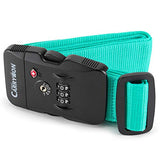Miami CarryOn Adjustable Luggage Strap with a Built-in TSA Combination Lock (Light Blue)