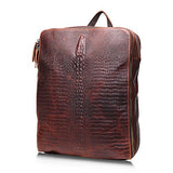 Sealinf Men'S Crocodile Pattern Cowhide Backpack Shoulder Bag (Dark Brown)