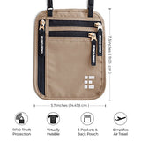 Zero Grid Neck Wallet w/RFID Blocking- Concealed Travel Pouch & Passport Holder (Desert Sand)