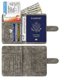 Passport Holder Cover Wallet RFID Blocking Leather Card Case Travel Accessories for Women Men (Grey)