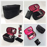 KoEily Makeup Bag (20 cm) Professional Cosmetic Makeup Bag Organizer with Adjustable Dividers for Cosmetics Makeup Brushes Toiletry Jewelry Digital accessories Black