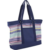 Eastsport Mesh Tote Beach Bag, Indigo/Printed Stripe Mesh