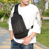 JAGENIE Men Backpack USB Charger Port Chest Pack Anti-Theft Rucksack Shoulder Sling Bag Black