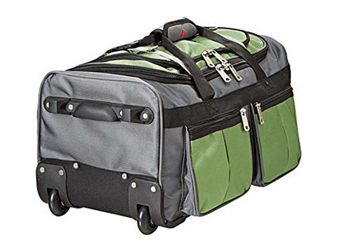 Athalon 22" 15 Pocket Wheeling Duffel Carry On Bag, Green. 521-Green Grass