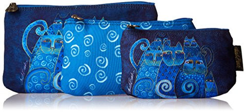 Laurel Burch Cosmetic Bag, Indigo Cats, Set Of 3