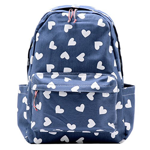 Damara Students Preppy Style Oxford Canvas Blue Backpack Shoulders Bag,Heart