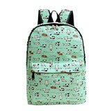 ABage Canvas Backpack Travel School Student Book Bags Daypacks, Light Green