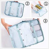 Packing Bags,Mossio 7 Piece Mesh Carry On Luggage Organizer Pouch for Clothes Blue Flower