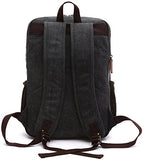Kenox Mens Large Vintage Canvas Backpack School Laptop Bag Hiking Travel Rucksack (Black)