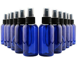 4oz Blue Plastic PET Fine Mist Spray Bottles (12-Pack w/Black Sprayers); Labels Included