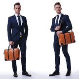 Banuce Vintage Genuine Oil-waxed Leather Briefcase for Men Business Attache Case Tote 14 inch