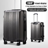 Coolife Luggage Expandable(only 28") Suitcase PC+ABS with TSA Lock Spinner 20in 24in 28in (grey, L(28IN))