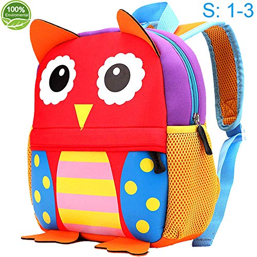 Toddler Backpack for Boys and Girls, 10.6" Owl School Bag, Suitable for 1-3 Years kids