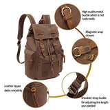 Canvas Backpack, P.Ku.Vdsl-Augur Series Vintage Canvas Leather Backpack Hiking Daypacks Computers