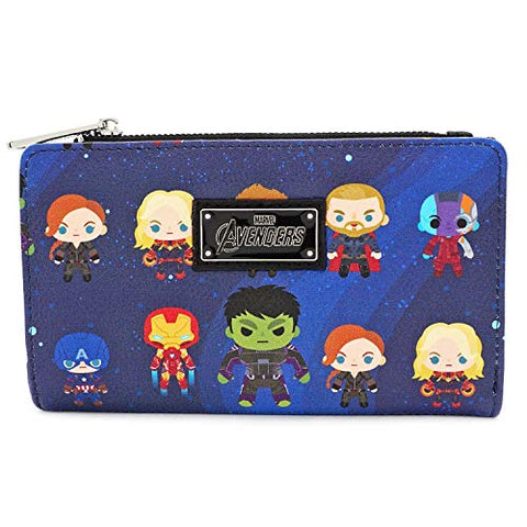 Loungefly x Marvel Avengers: Endgame Chibi All-Over Print Flap Wallet (Multicolored, One Size)