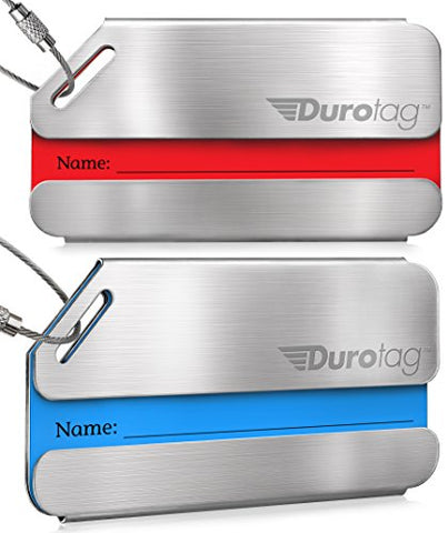 Luggage Tags Durable Stainless Steel, Secure Personalized Travel Bag Id - 2 Pack