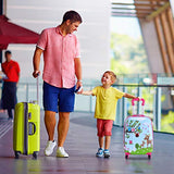 Goplus 2Pc 12" 16" Kids Carry On Luggage Set Upright Hard Side Hard Shell Suitcase Travel Trolley ABS (Deer & Birds)