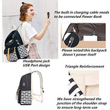 MITOWERMI Canvas Backpack Set Girls Bookbags Set 3 in 1 College Laptop Backpack Striped Prints with Lunch bag(Black)