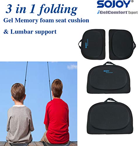 Sojoy 3 in 1 Foldable Gel Seat Cushion Travel Pad With Memory Foam